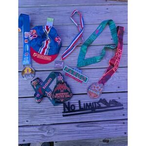 Lot of‎ 5 Finishers medals 5k 10k half marathon and marathon Hat Metal Plaque